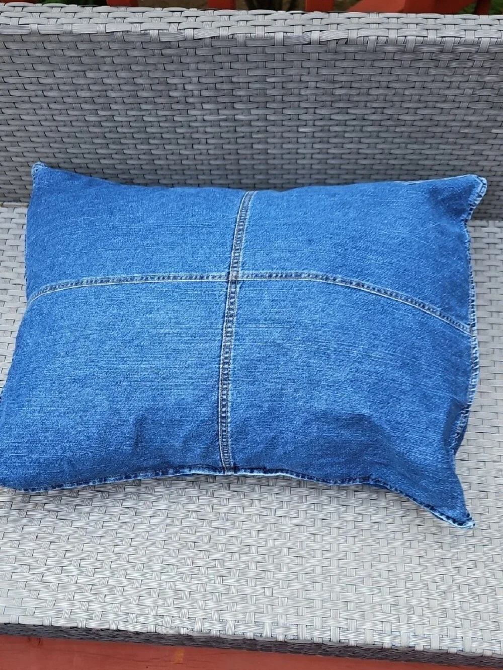 Vintage Y2K 2 Pc Set Tommy Hilfiger Blue Denim Patchwork  Pillow Cases Covers